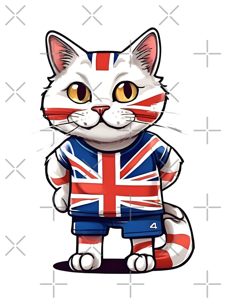 England UK Sports Team: a Cat wearing colours of - Adult & Kids T-Shirts, Sweatshirts & Hoodies apparel design preview 3