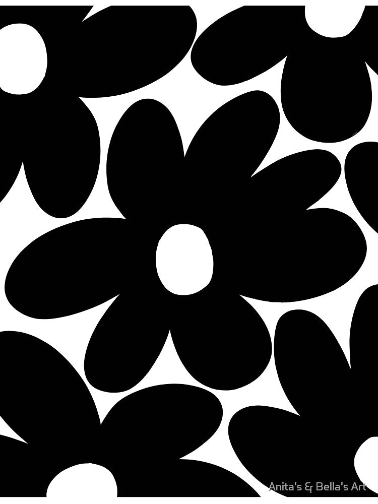 Retro Daisy Flowers in Black White #1 #floral - Adult & Kids T-Shirts, Sweatshirts & Hoodies apparel design preview 3