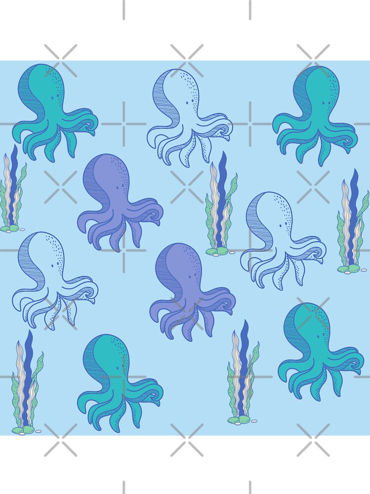 Ocean Bathmat Cute Blue Pattern by mimosadesigns - Adult & Kids T-Shirts, Sweatshirts & Hoodies apparel design preview 3