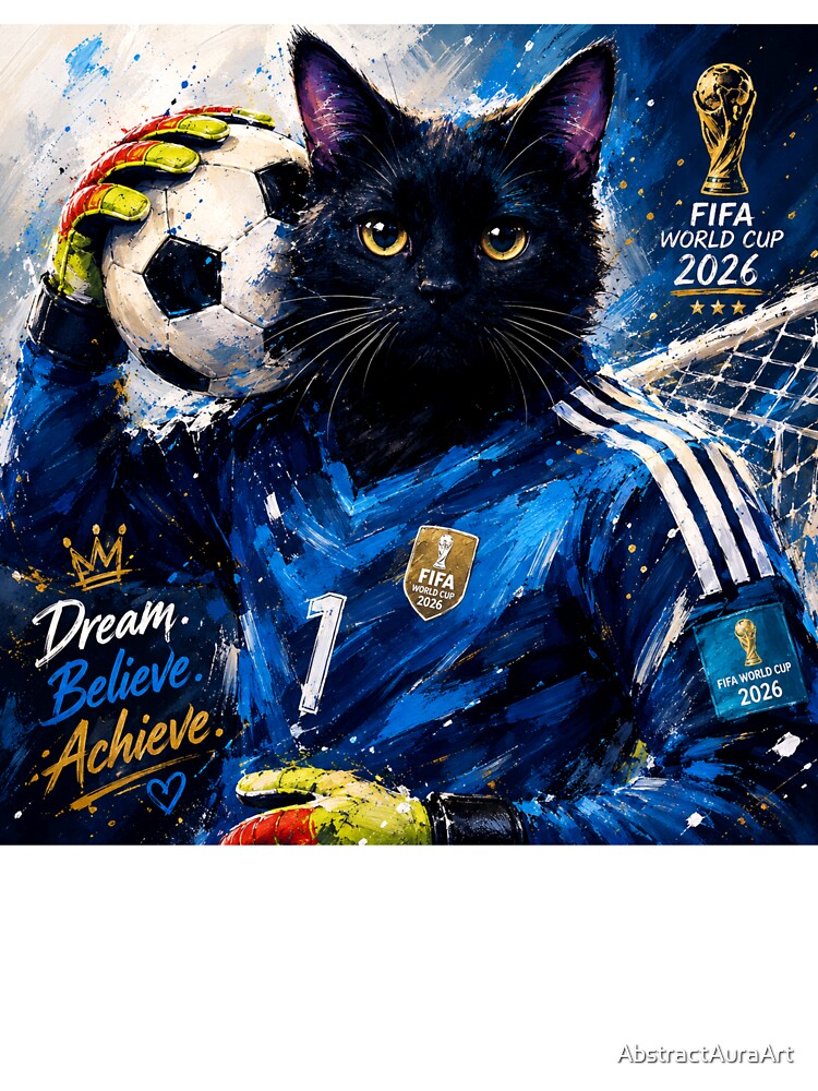 Soccer Goalkeeper Cat Art Cute Black Football - Adult & Kids T-Shirts, Sweatshirts & Hoodies apparel design preview 3