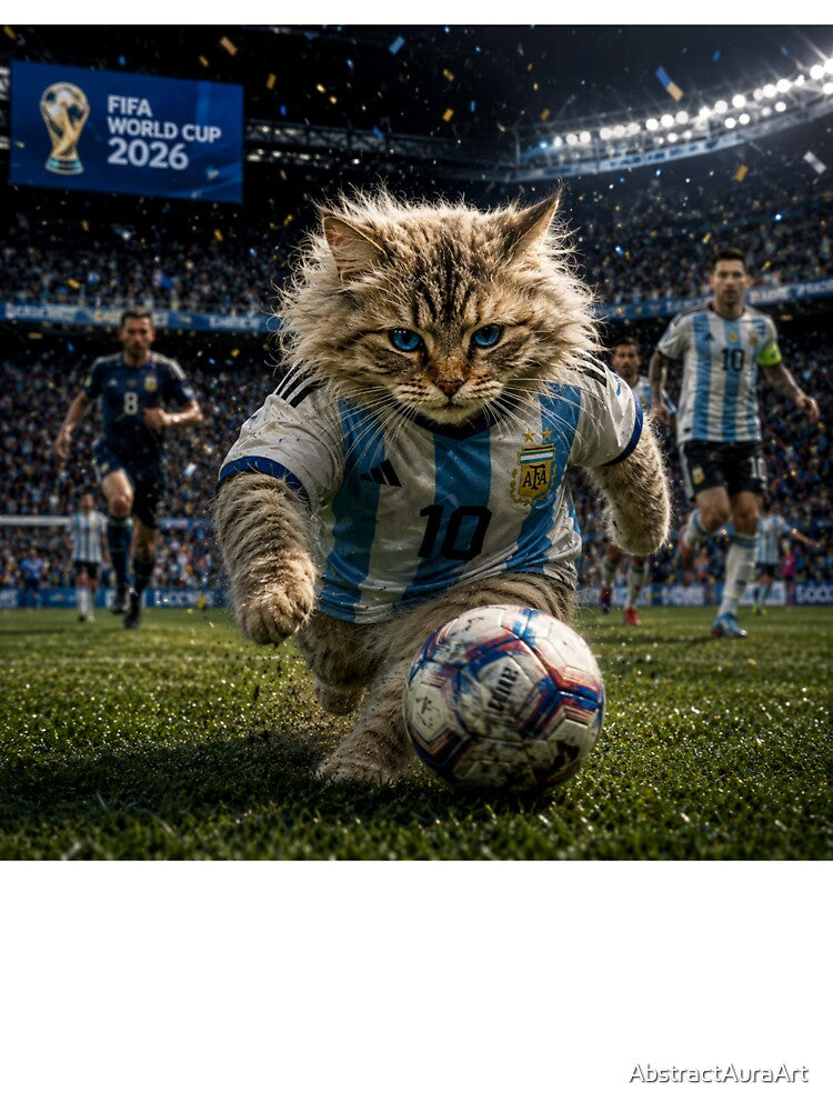 Cute Soccer Cat Art Football Kitten Illustration - Adult & Kids T-Shirts, Sweatshirts & Hoodies apparel design preview 3