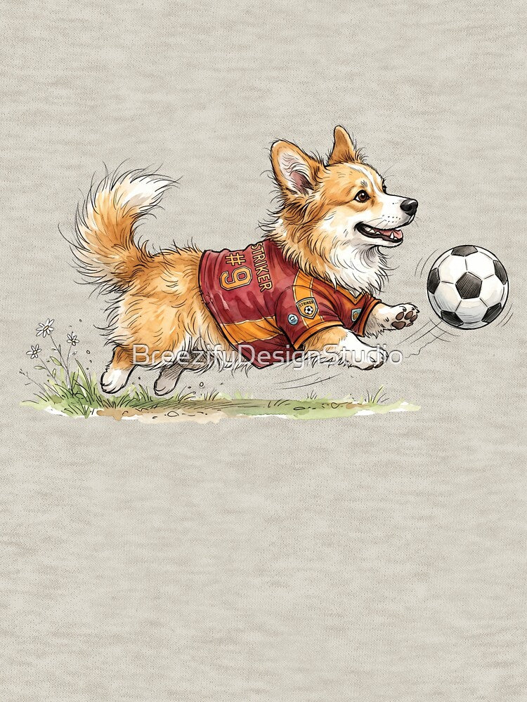 Cute Watercolor Corgi Puppy Soccer Player Number 9 Jersey by BreezifyDesignStudio sports jersey product view 3