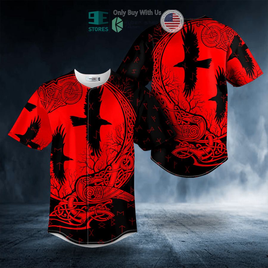 BEST Red Black Ravens Viking Baseball Shirt baseball jersey product view 1