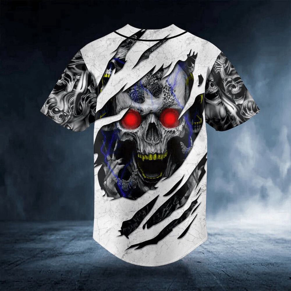Red Eyes Skull Baseball Jersey For Men Women, Men's Baseball Jersey For Men Women - lylyprint.com baseball jersey product view 3