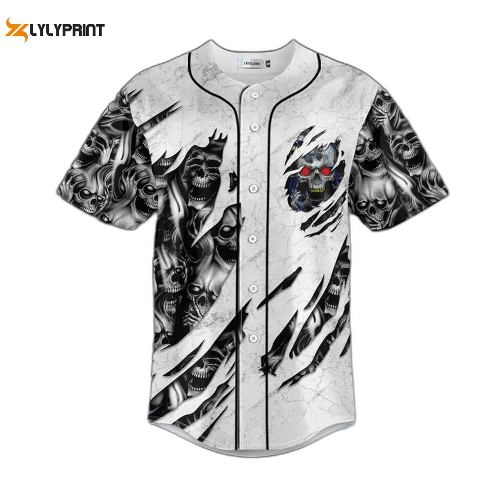 Red Eyes Skull Baseball Jersey For Men Women, Men's Baseball Jersey For Men Women - lylyprint.com baseball jersey product view 1