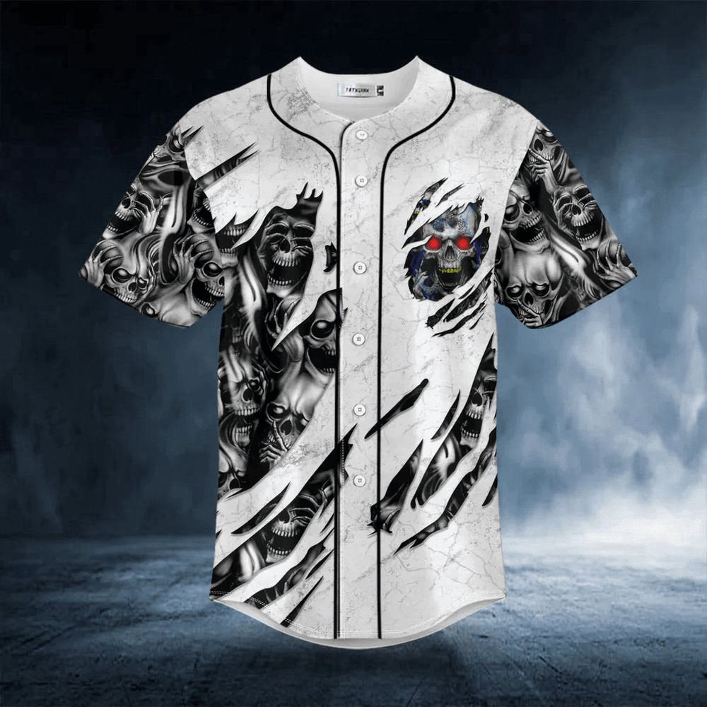 Red Eyes Skull Baseball JerseyMen's Baseball Jersey Gift For Skull Lover, Skull lovers - lylyprint.com baseball jersey product view 2