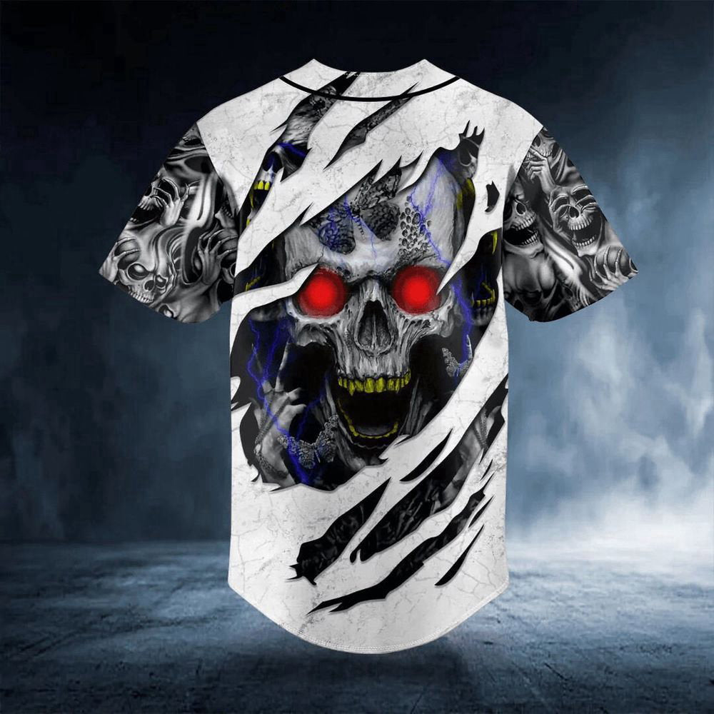 Red Eyes Skull Baseball JerseyMen's Baseball Jersey Gift For Skull Lover, Skull lovers - lylyprint.com baseball jersey product view 3
