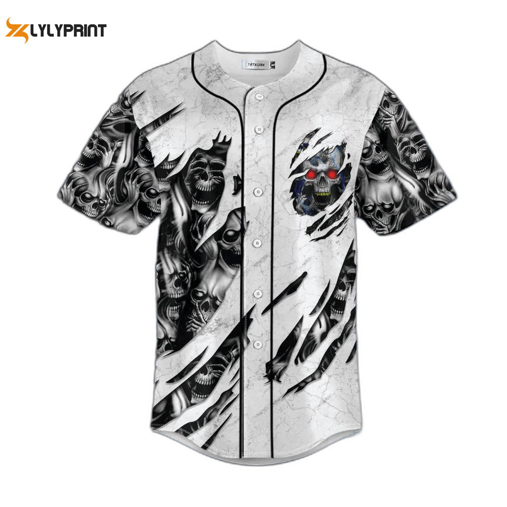 Red Eyes Skull Baseball JerseyMen's Baseball Jersey Gift For Skull Lover, Skull lovers - lylyprint.com baseball jersey product view 1
