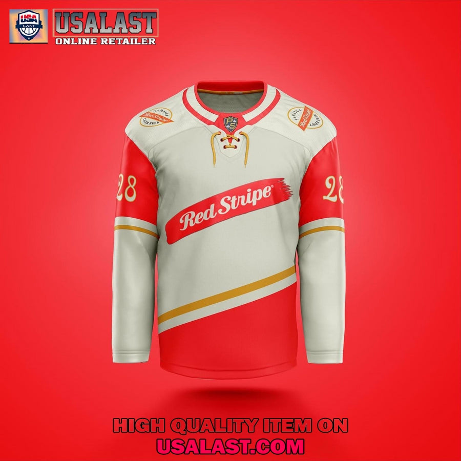 Red Stripe Beer Custom Hockey Jersey hockey jersey product view 1