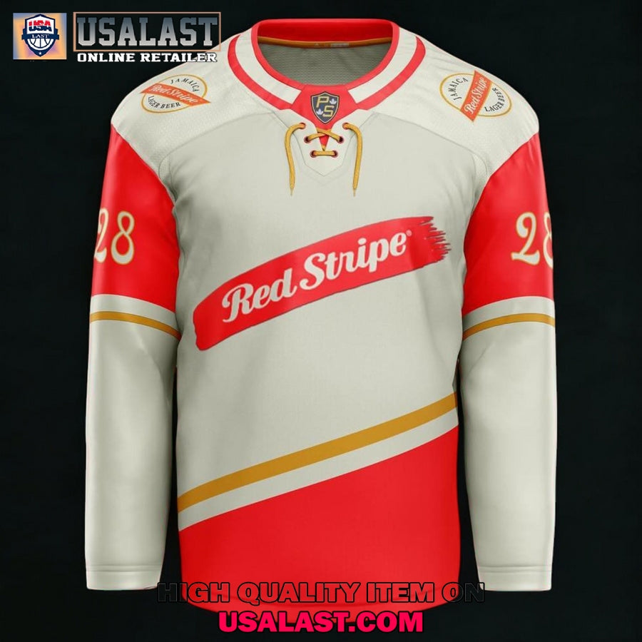 Red Stripe Beer Custom Hockey Jersey hockey jersey product view 2