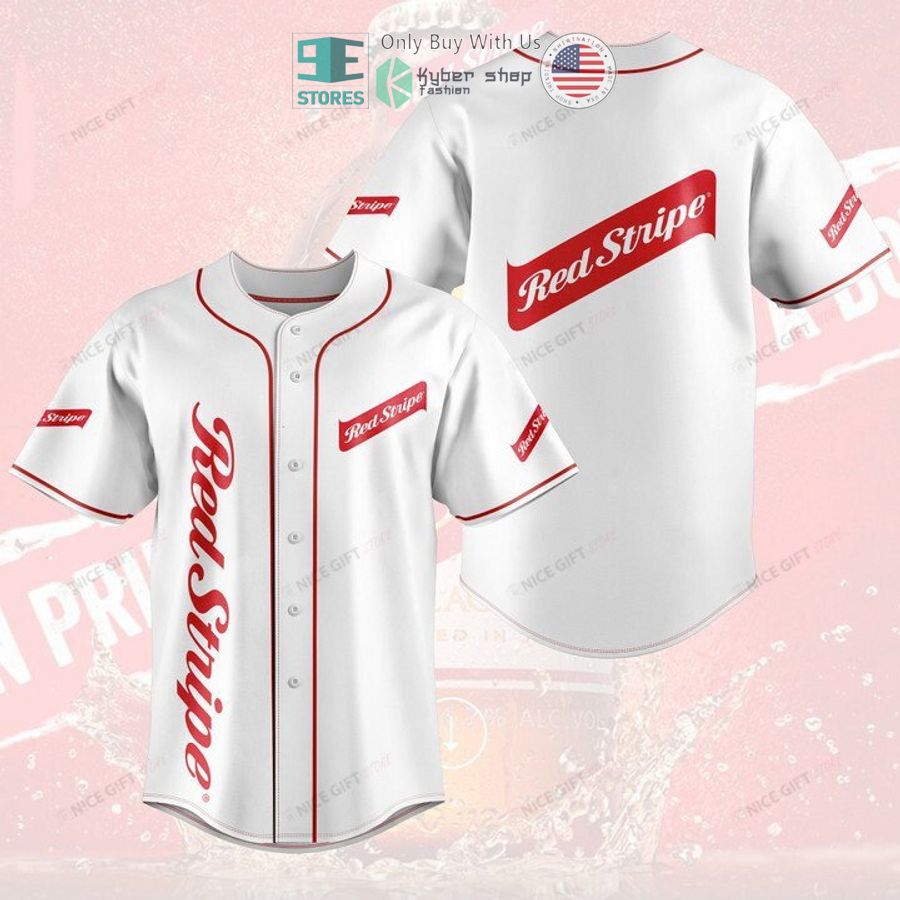 BEST Red Stripe white Baseball Jersey baseball jersey product view 1