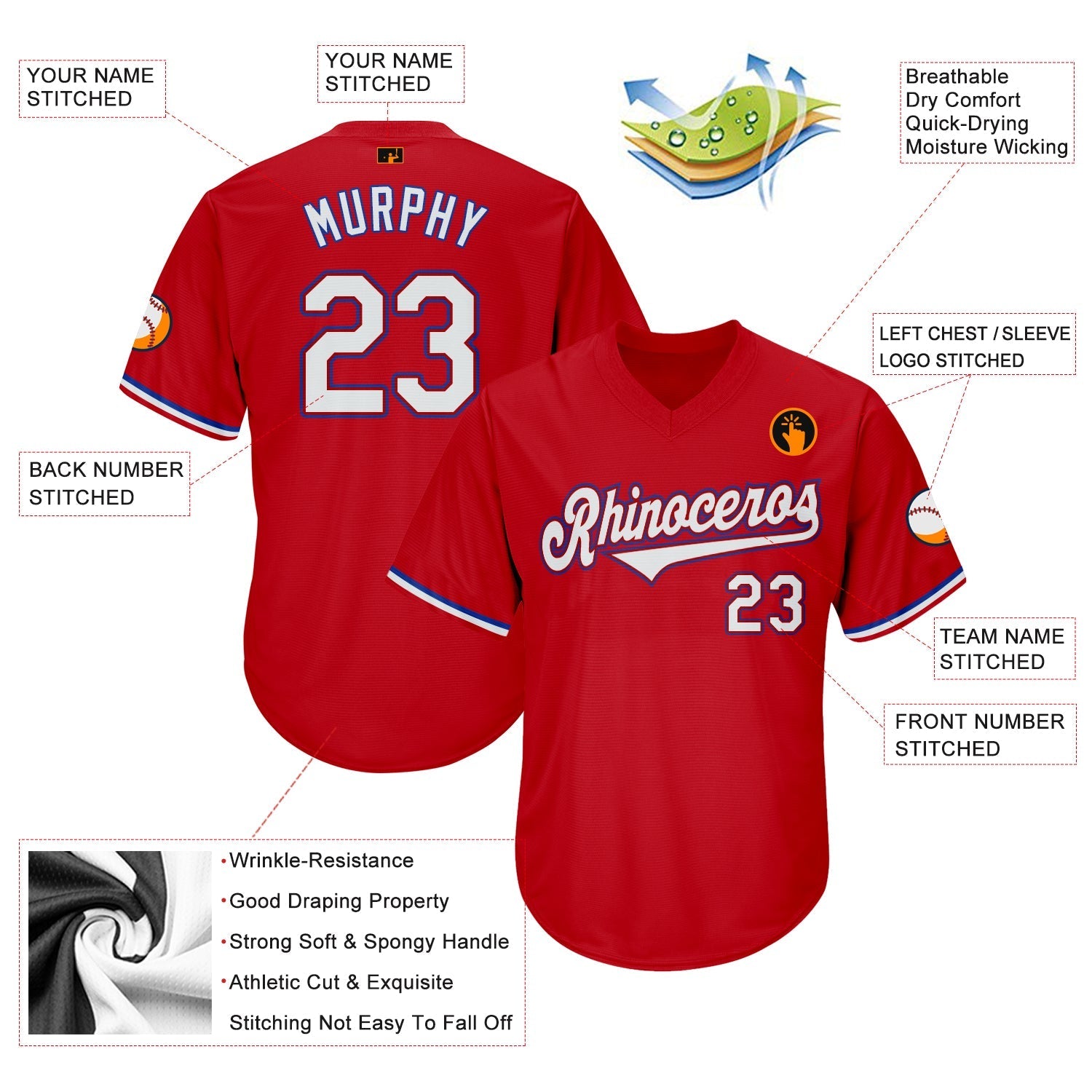Custom Red White-Royal Authentic Throwback Rib-Knit Baseball Jersey Shirt baseball jersey product view 4