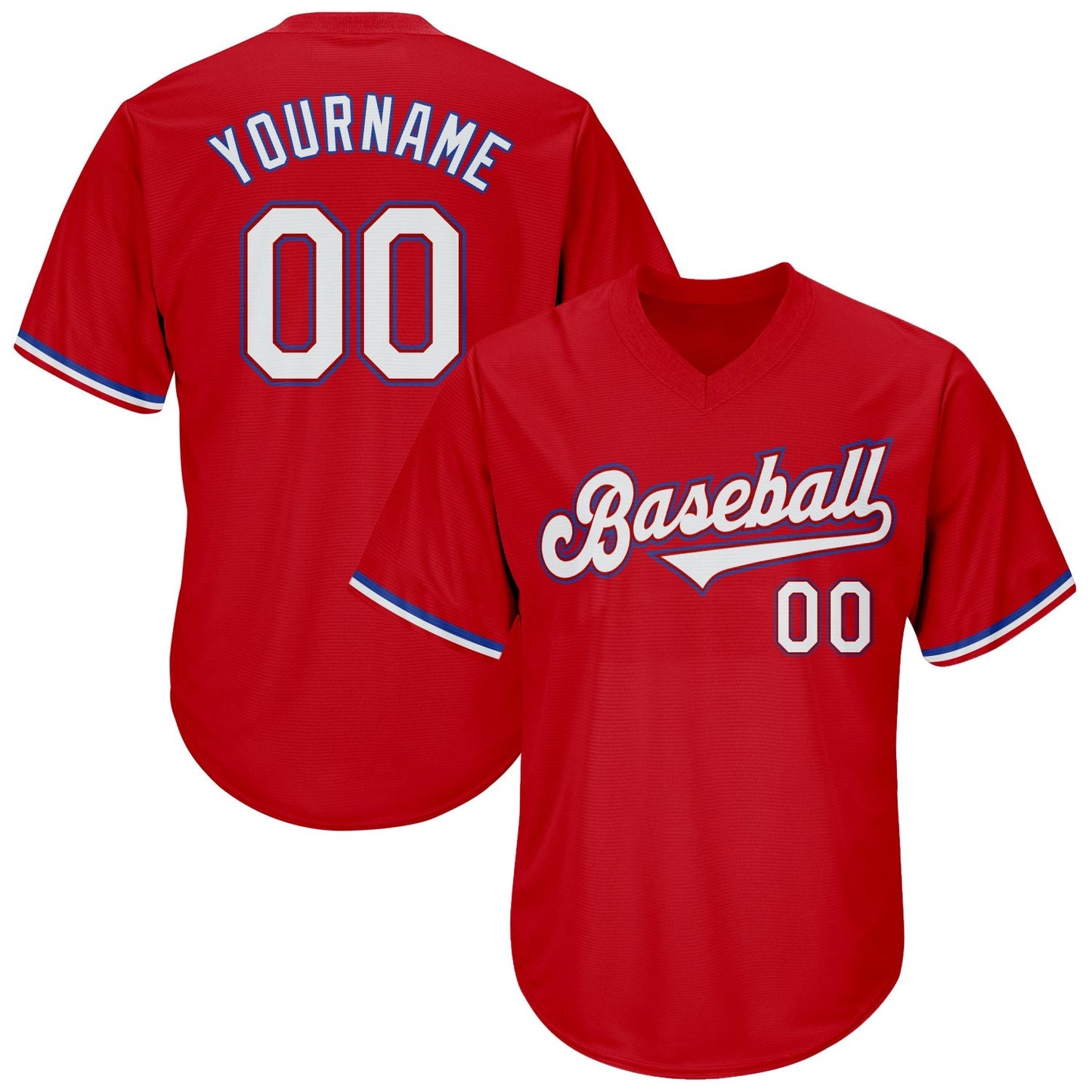 Custom Red White-Royal Authentic Throwback Rib-Knit Baseball Jersey Shirt baseball jersey product view 1