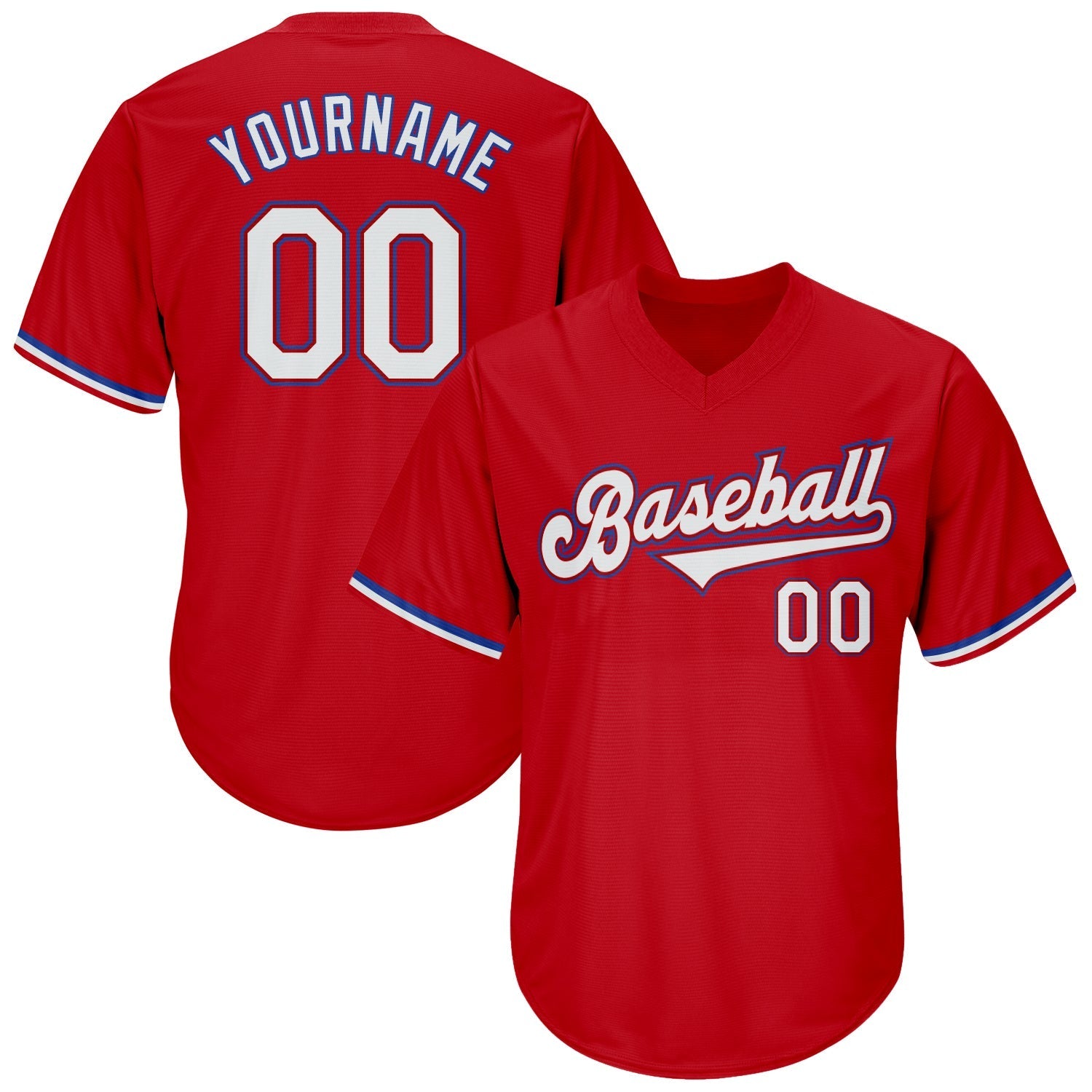 Custom Red White-Royal Authentic Throwback Rib-Knit Baseball Jersey Shirt baseball jersey product view 1