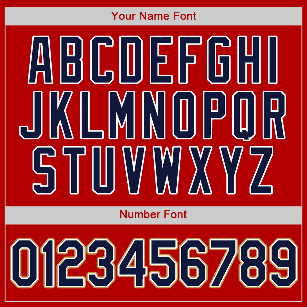 Custom Red Navy-Old Gold Authentic Baseball Jersey baseball jersey product view 4