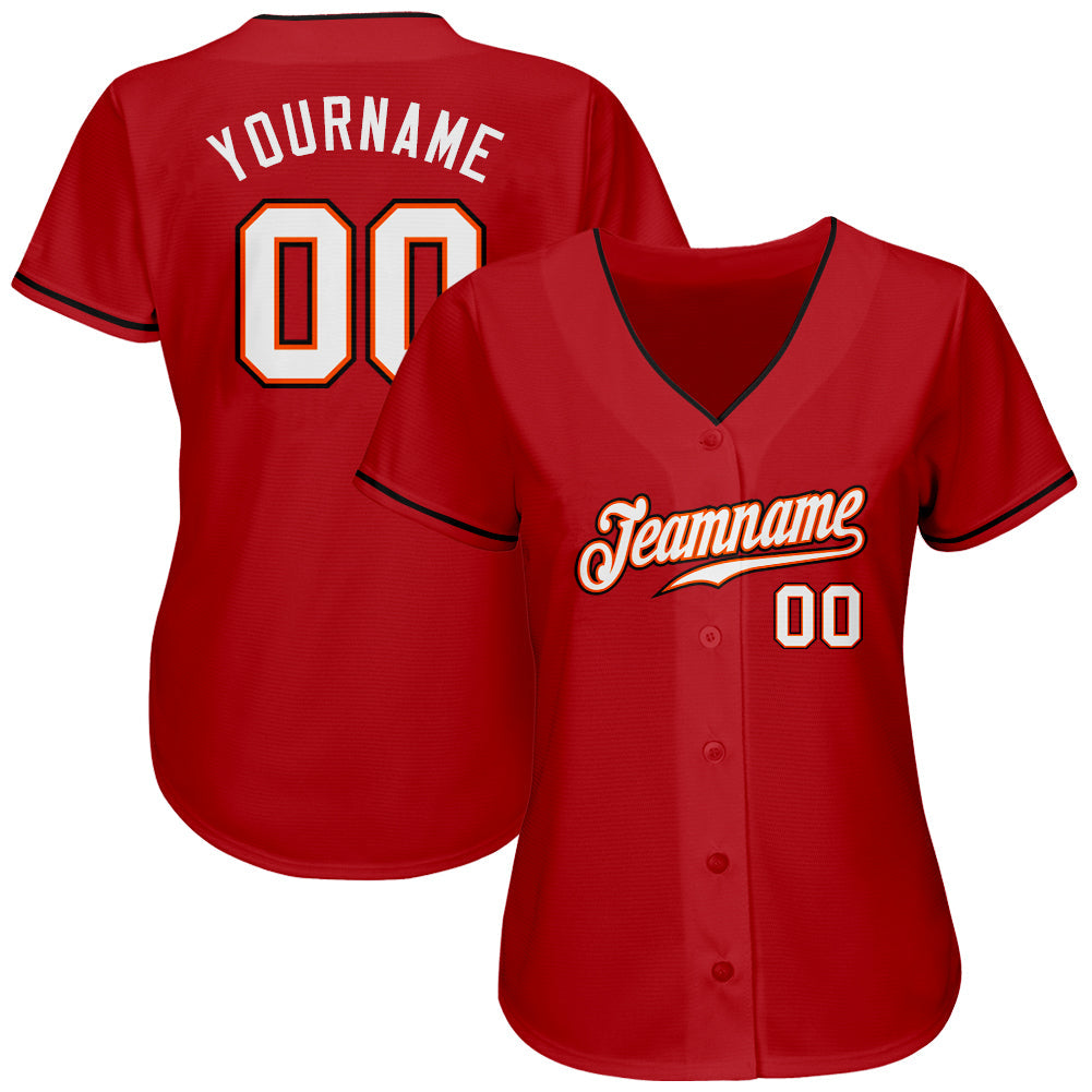 Custom Red White-Orange Authentic Baseball Jersey baseball jersey product view 2