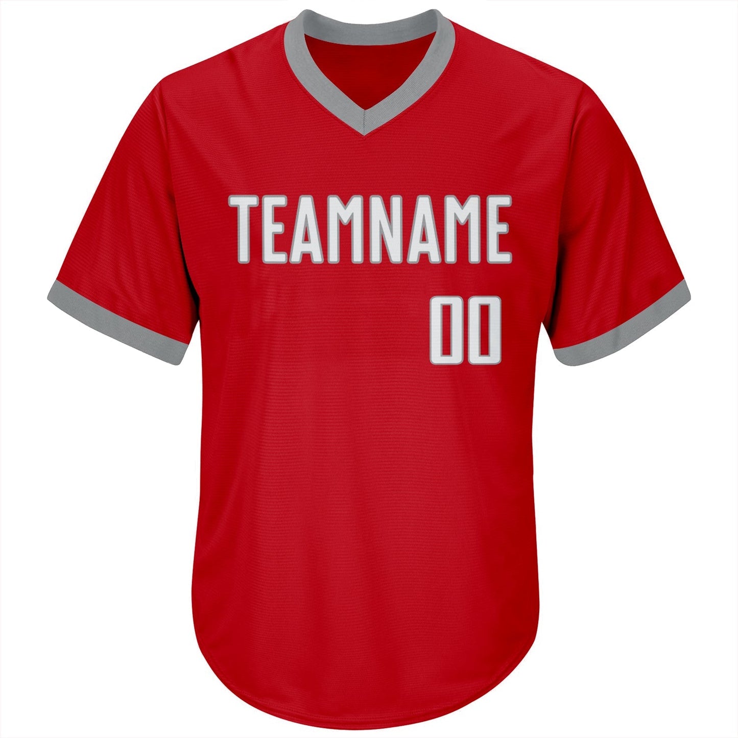 Custom Red White-Gray Authentic Throwback Rib-Knit Baseball Jersey Shirt baseball jersey product view 2