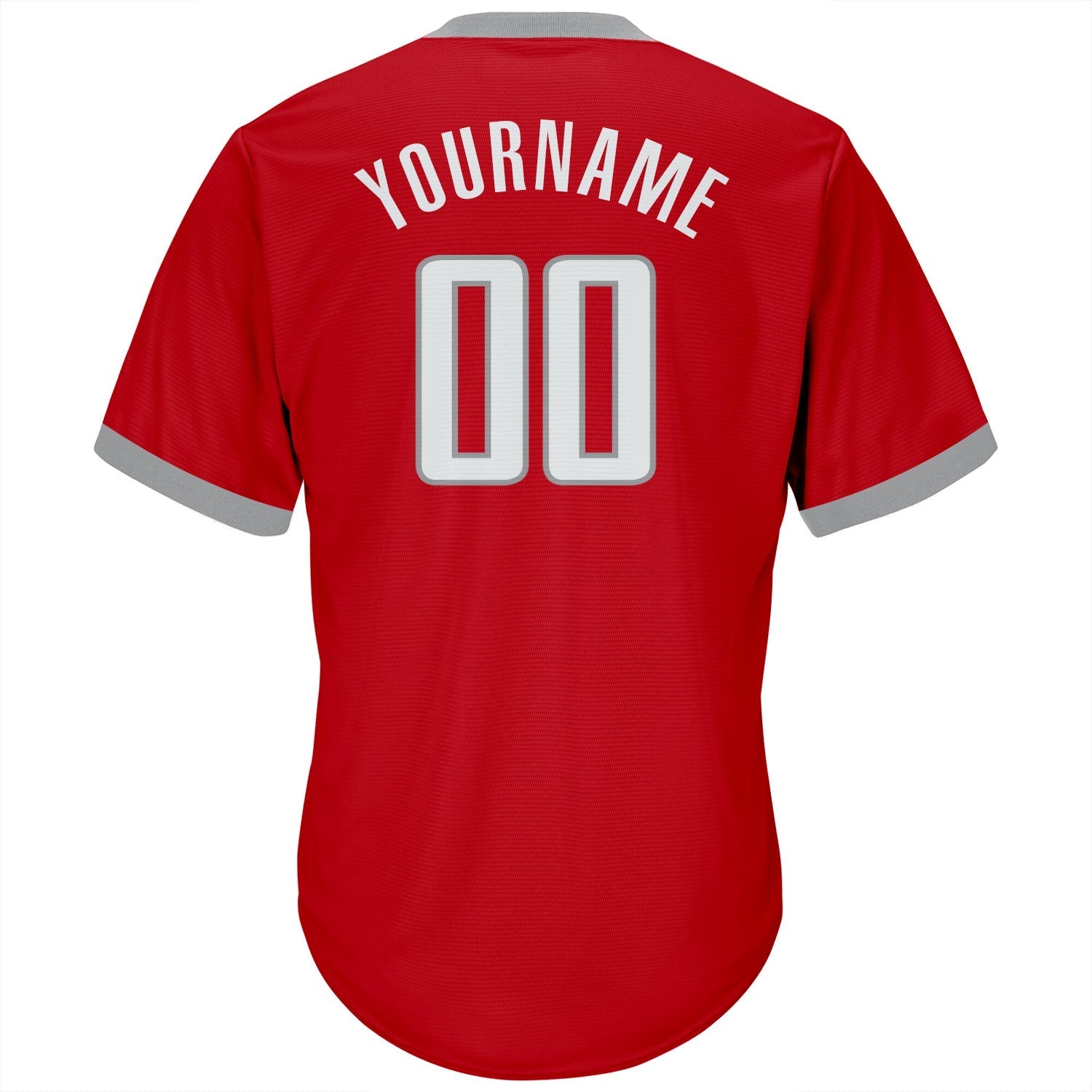 Custom Red White-Gray Authentic Throwback Rib-Knit Baseball Jersey Shirt baseball jersey product view 3