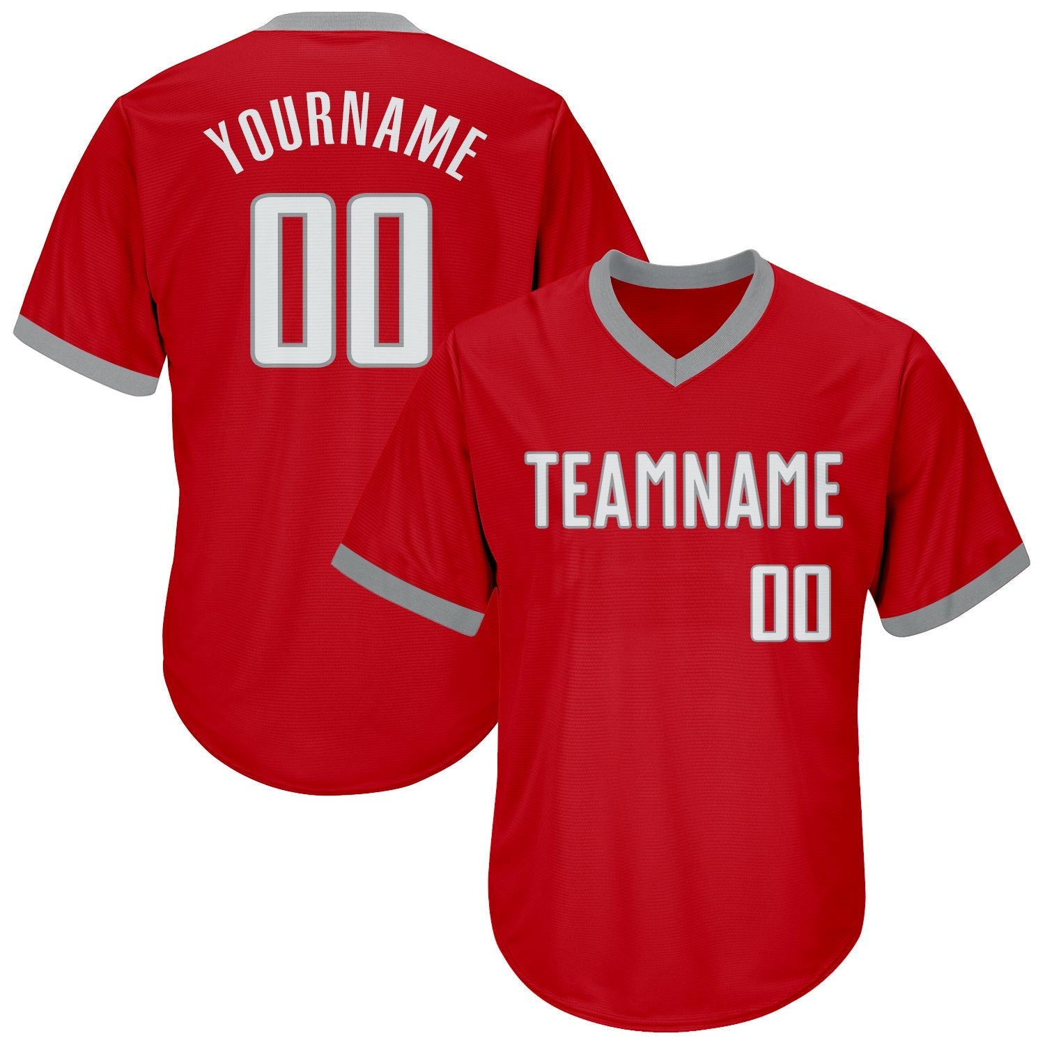 Custom Red White-Gray Authentic Throwback Rib-Knit Baseball Jersey Shirt baseball jersey product view 1