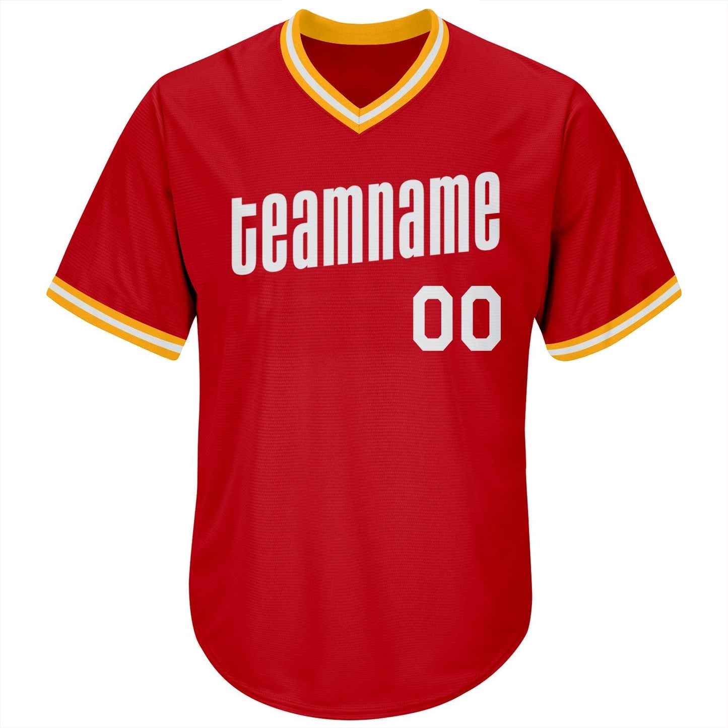 Custom Red White-Gold Authentic Throwback Rib-Knit Baseball Jersey Shirt baseball jersey product view 2