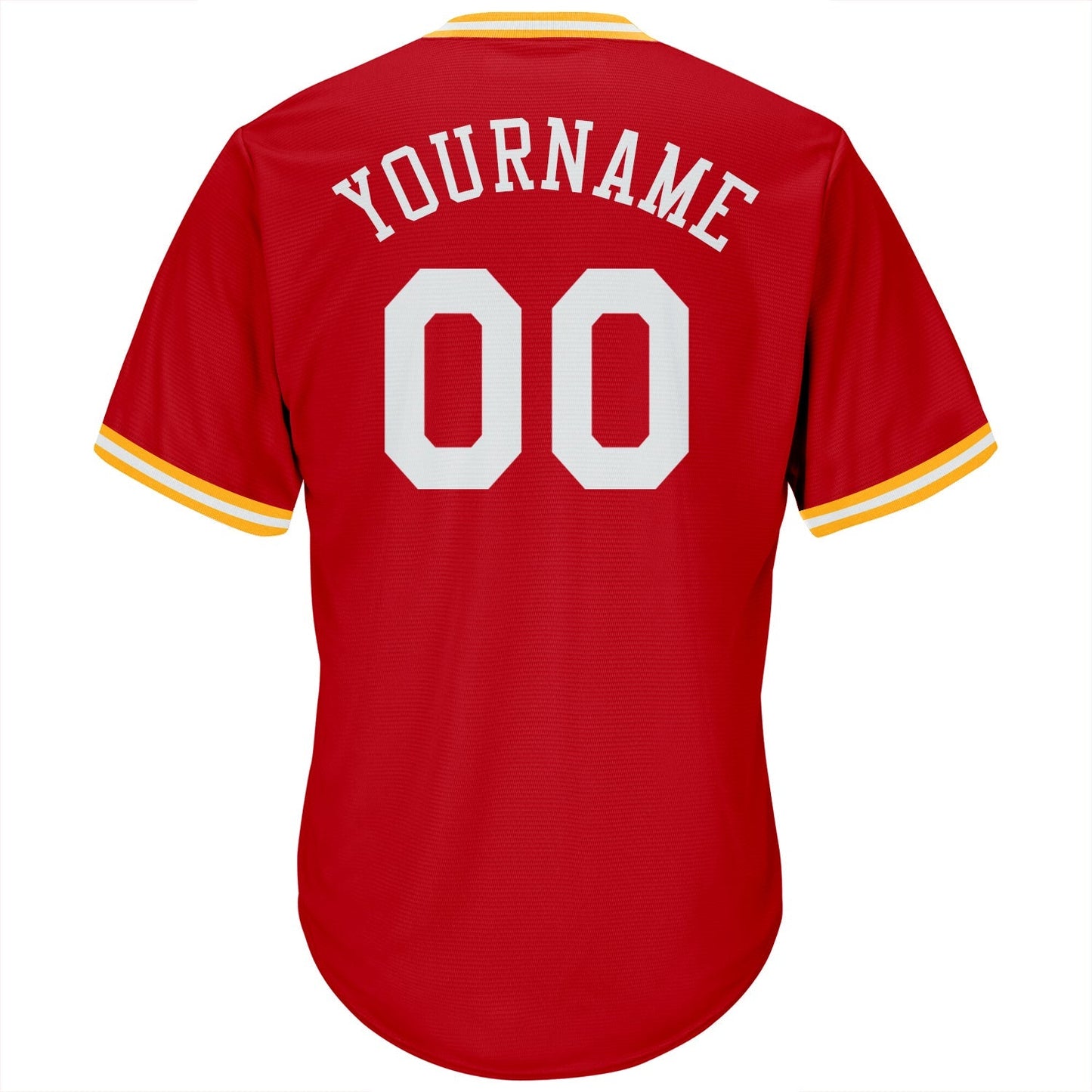 Custom Red White-Gold Authentic Throwback Rib-Knit Baseball Jersey Shirt baseball jersey product view 3