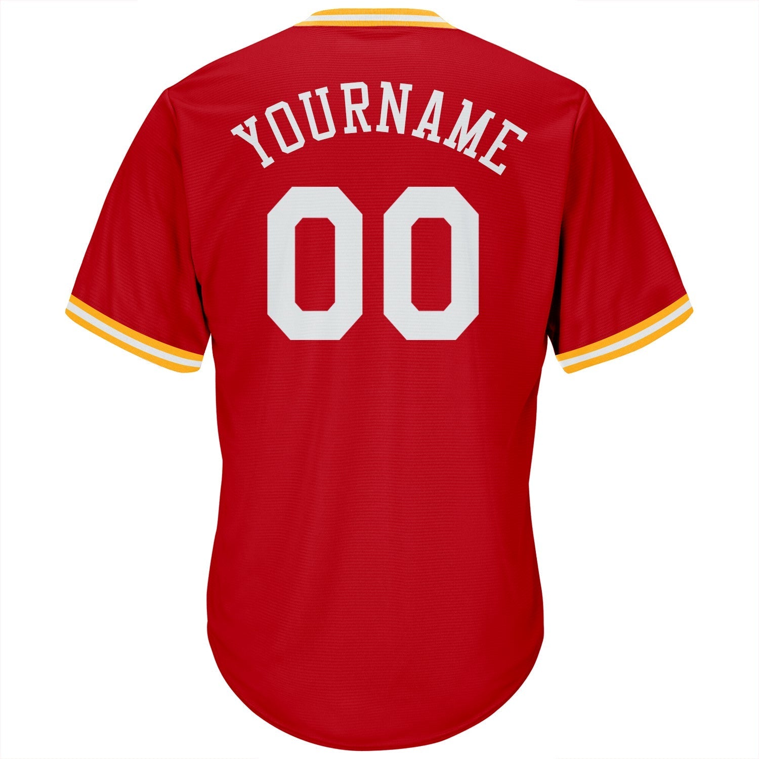 Custom Red White-Gold Authentic Throwback Rib-Knit Baseball Jersey Shirt baseball jersey product view 3