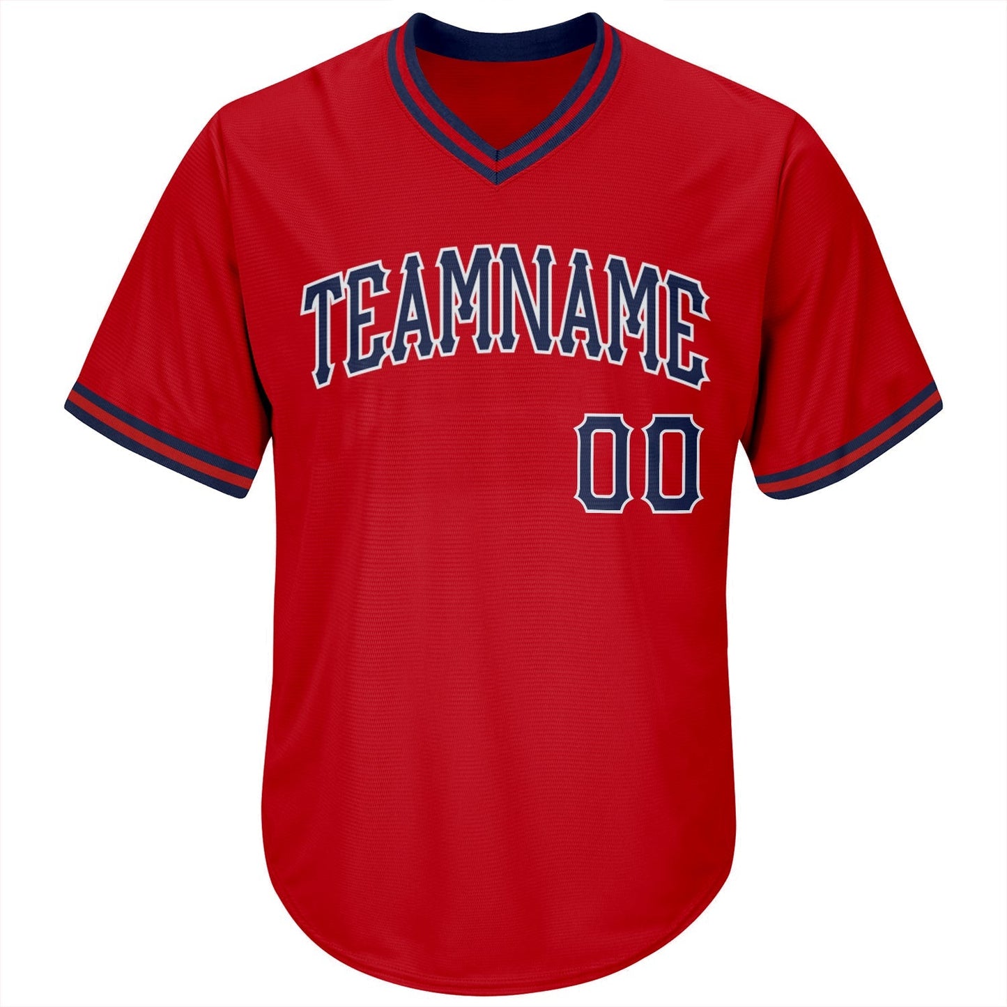 Custom Red Navy-White Authentic Throwback Rib-Knit Baseball Jersey Shirt baseball jersey product view 2