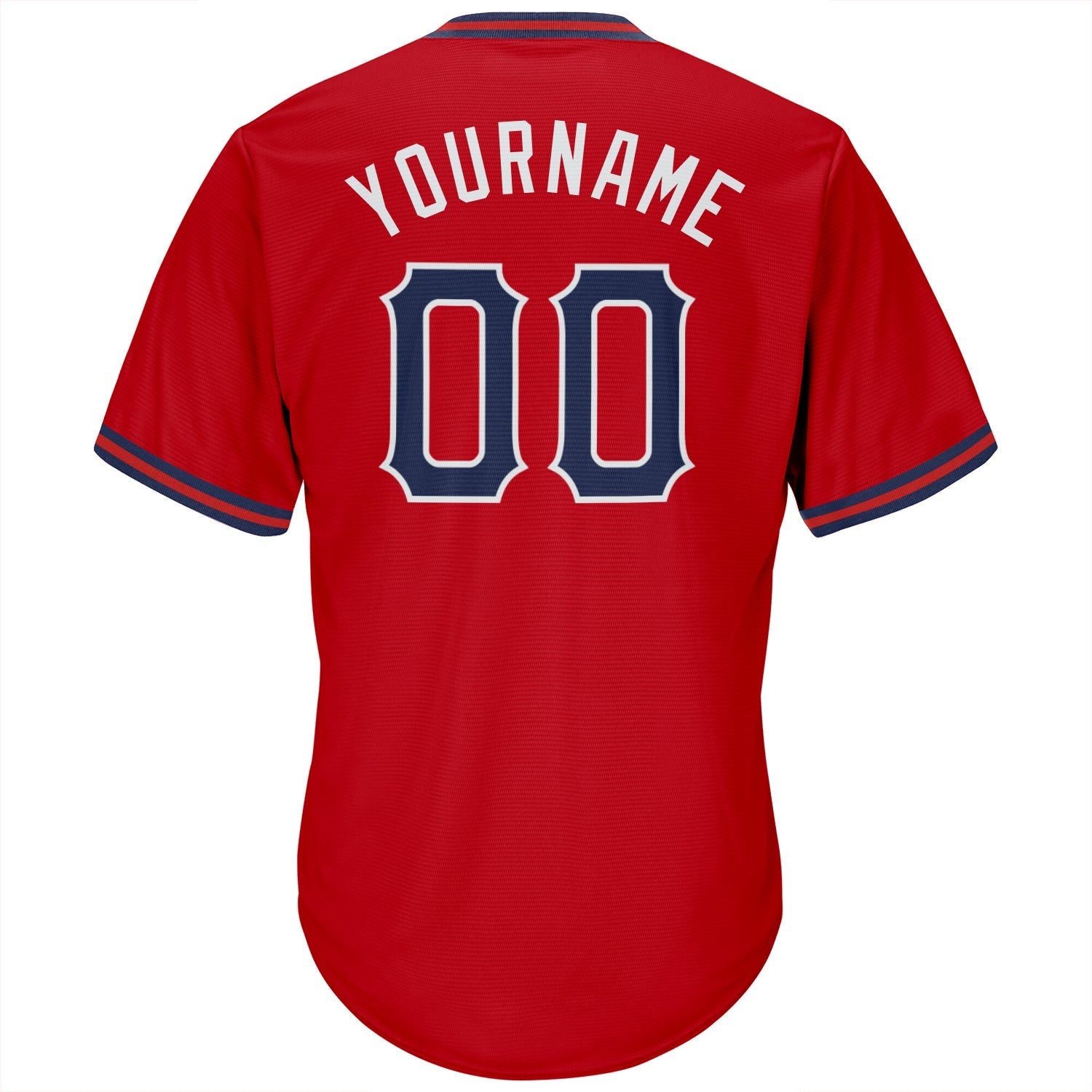 Custom Red Navy-White Authentic Throwback Rib-Knit Baseball Jersey Shirt baseball jersey product view 3