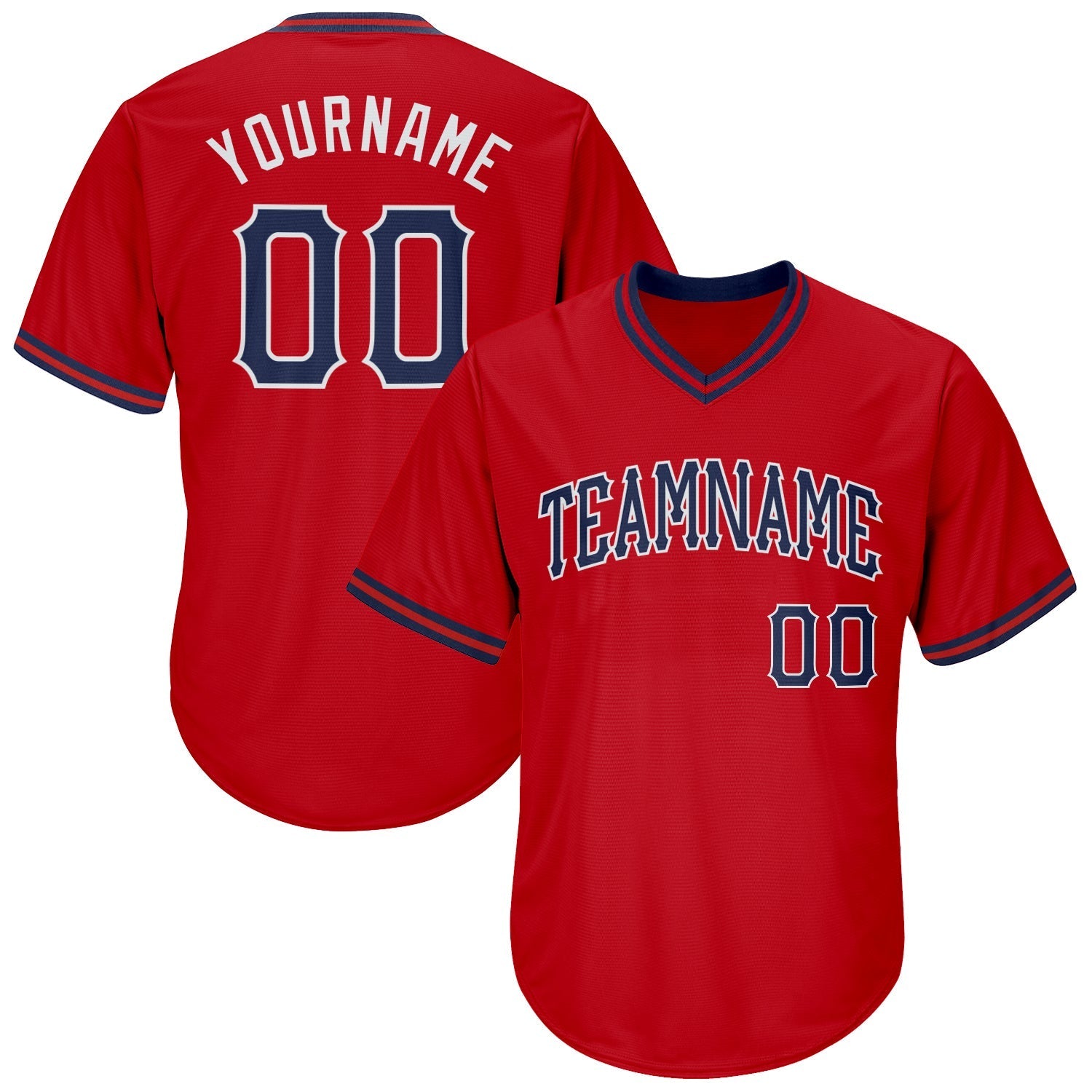 Custom Red Navy-White Authentic Throwback Rib-Knit Baseball Jersey Shirt baseball jersey product view 1