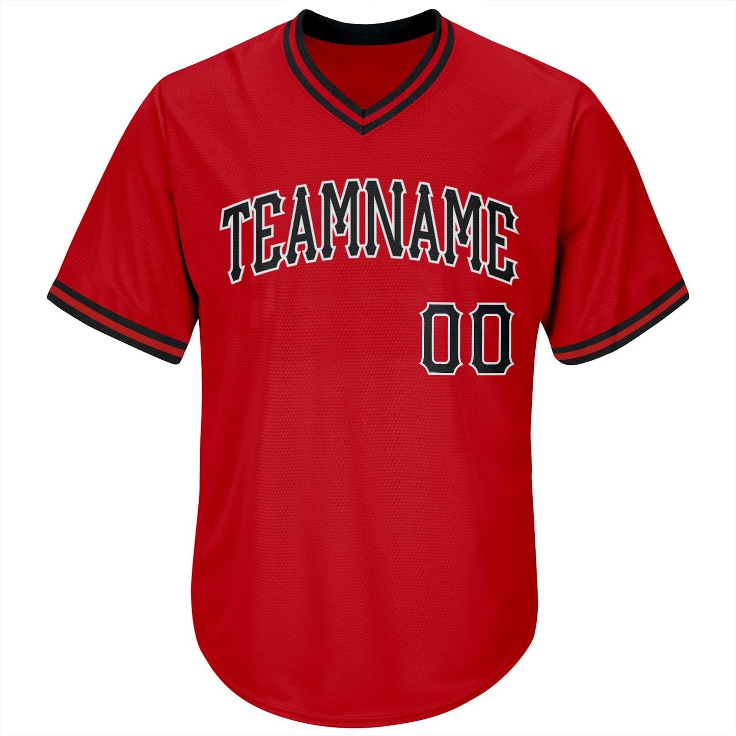 Custom Red Black-White Authentic Throwback Rib-Knit Baseball Jersey Shirt baseball jersey product view 2