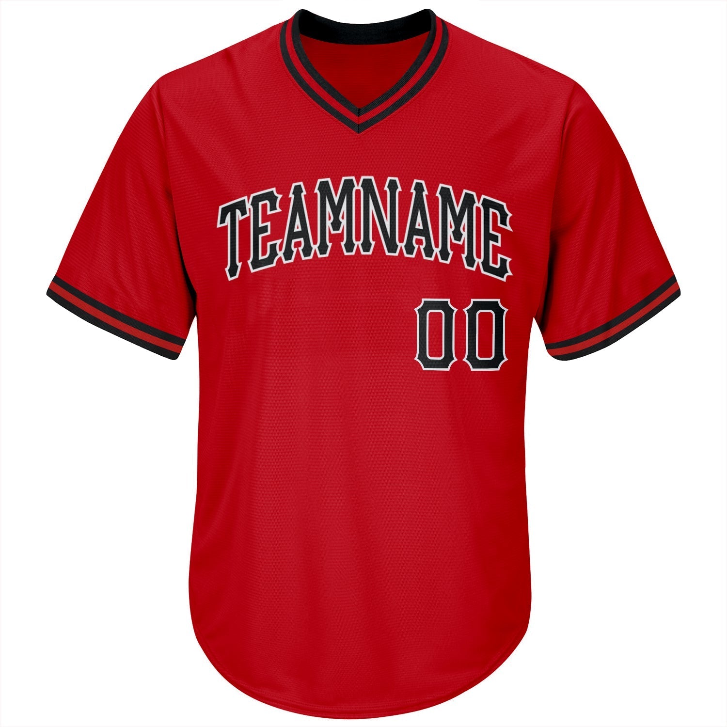 Custom Red Black-White Authentic Throwback Rib-Knit Baseball Jersey Shirt baseball jersey product view 2