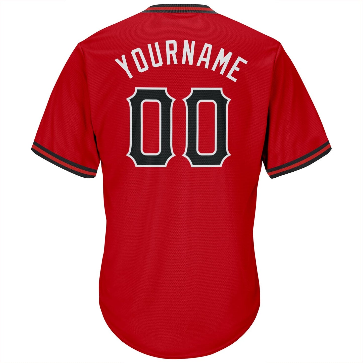 Custom Red Black-White Authentic Throwback Rib-Knit Baseball Jersey Shirt baseball jersey product view 3