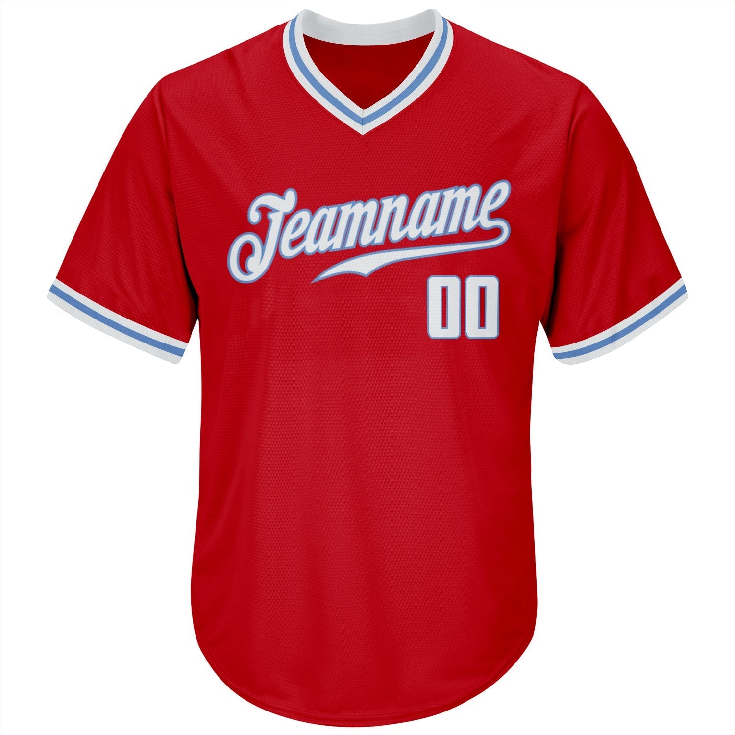 Custom Red White-Light Blue Authentic Throwback Rib-Knit Baseball Jersey Shirt baseball jersey product view 2