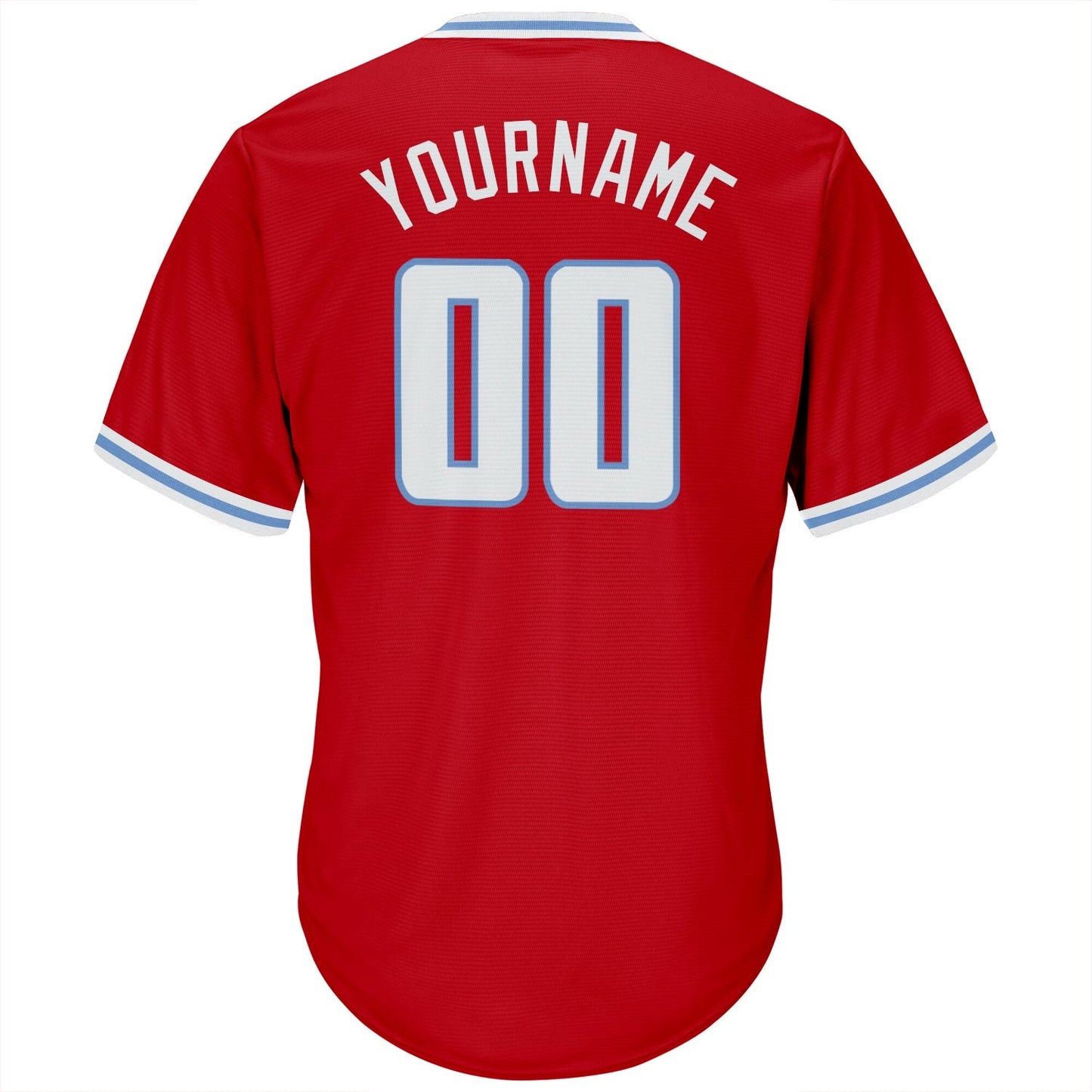 Custom Red White-Light Blue Authentic Throwback Rib-Knit Baseball Jersey Shirt baseball jersey product view 3