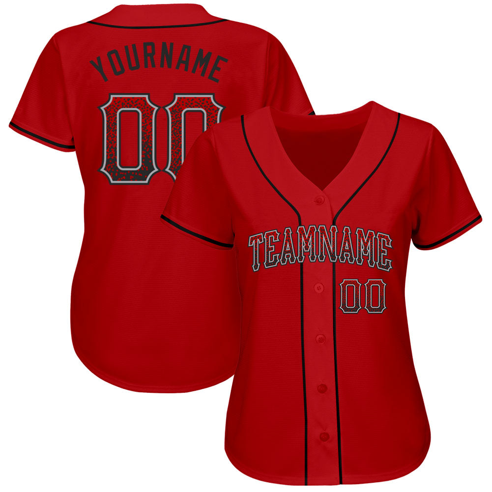 Custom Red Black-Gray Authentic Drift Fashion Baseball Jersey baseball jersey product view 2