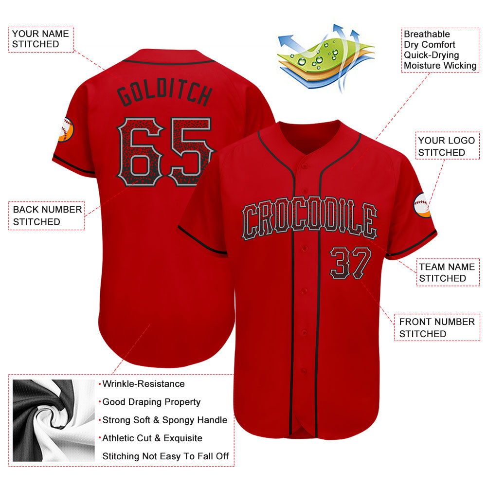 Custom Red Black-Gray Authentic Drift Fashion Baseball Jersey baseball jersey product view 3