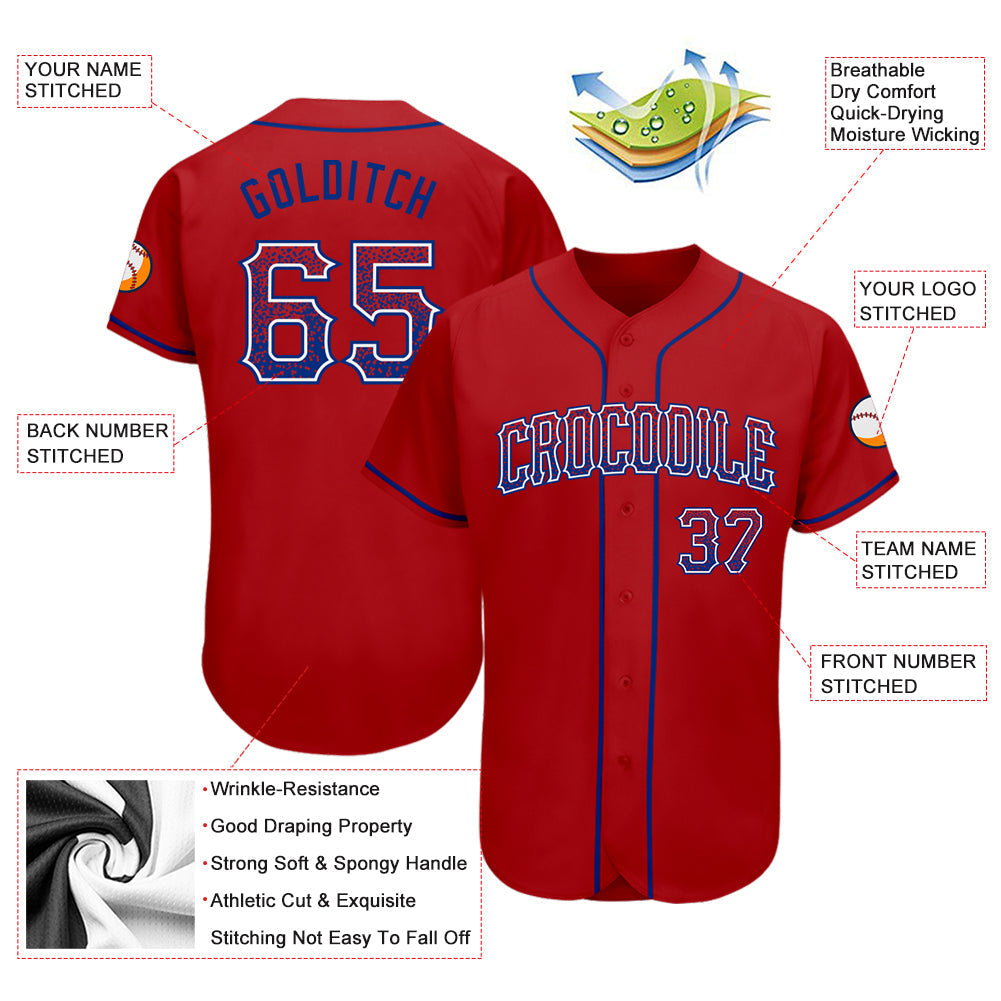 Custom Red Royal-White Authentic Drift Fashion Baseball Jersey baseball jersey product view 3