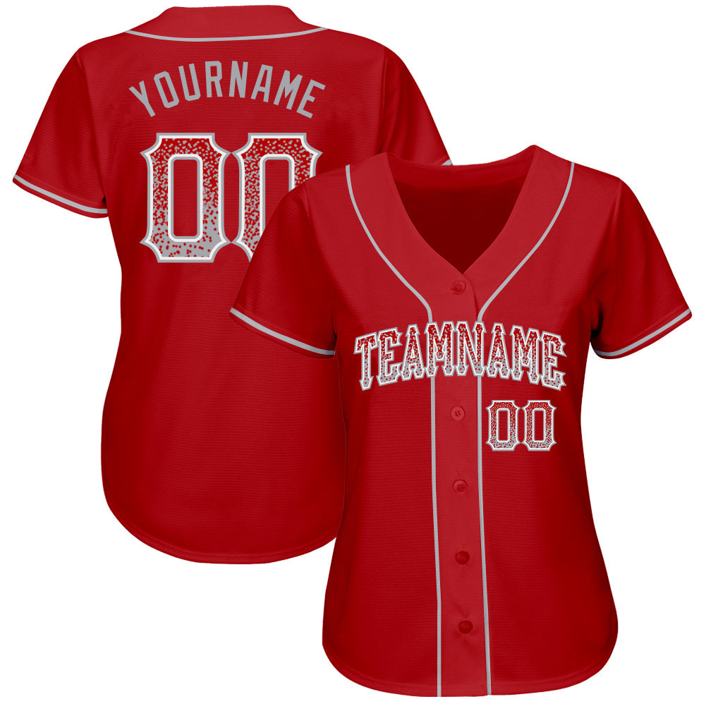 Custom Red Gray-White Authentic Drift Fashion Baseball Jersey baseball jersey product view 2