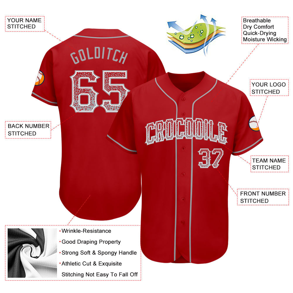 Custom Red Gray-White Authentic Drift Fashion Baseball Jersey baseball jersey product view 3
