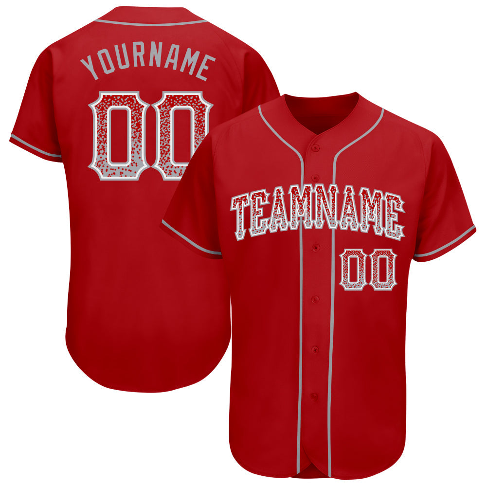 Custom Red Gray-White Authentic Drift Fashion Baseball Jersey baseball jersey product view 1