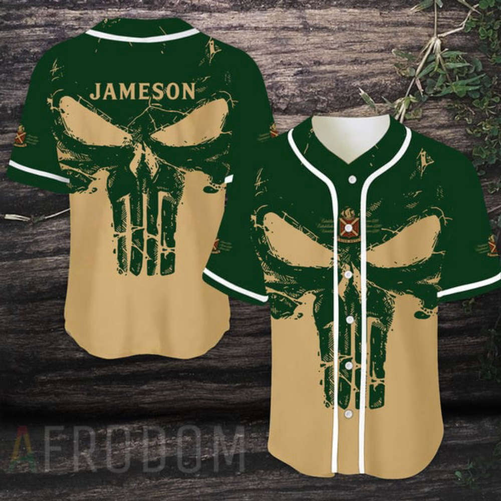 Retro Skull Jameson Whiskey Baseball Jersey - Aopprinter baseball jersey product view 2