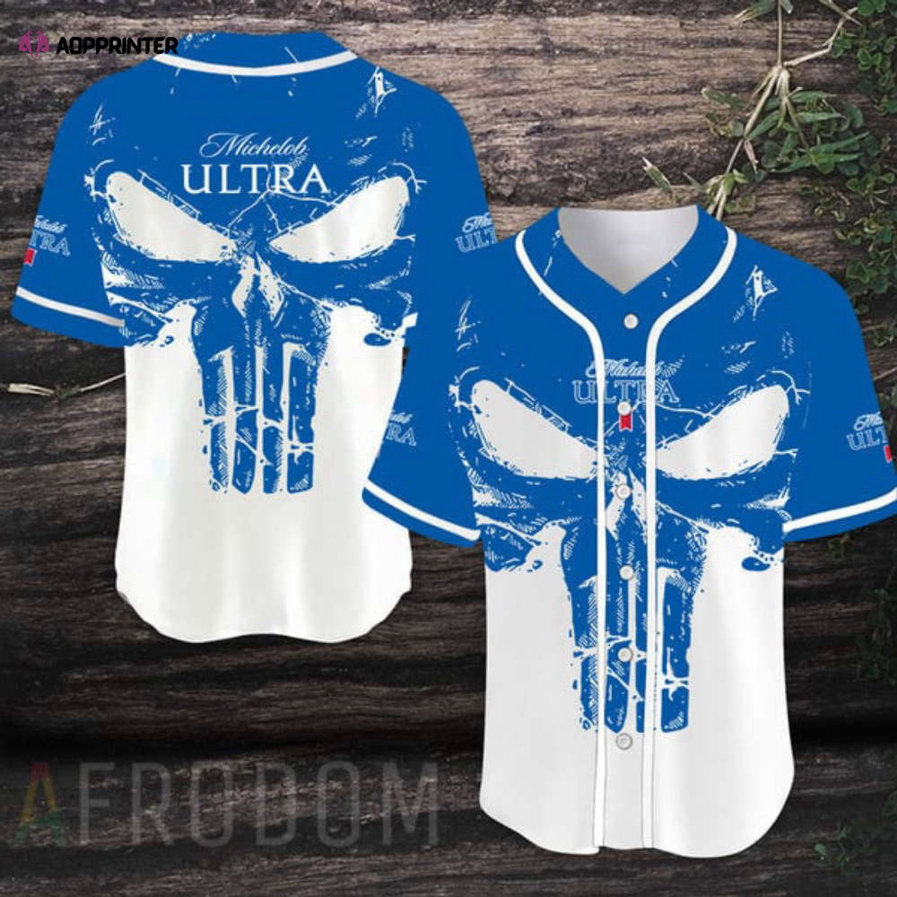 Retro Skull Michelob ULTRA Baseball Jersey baseball jersey product view 1