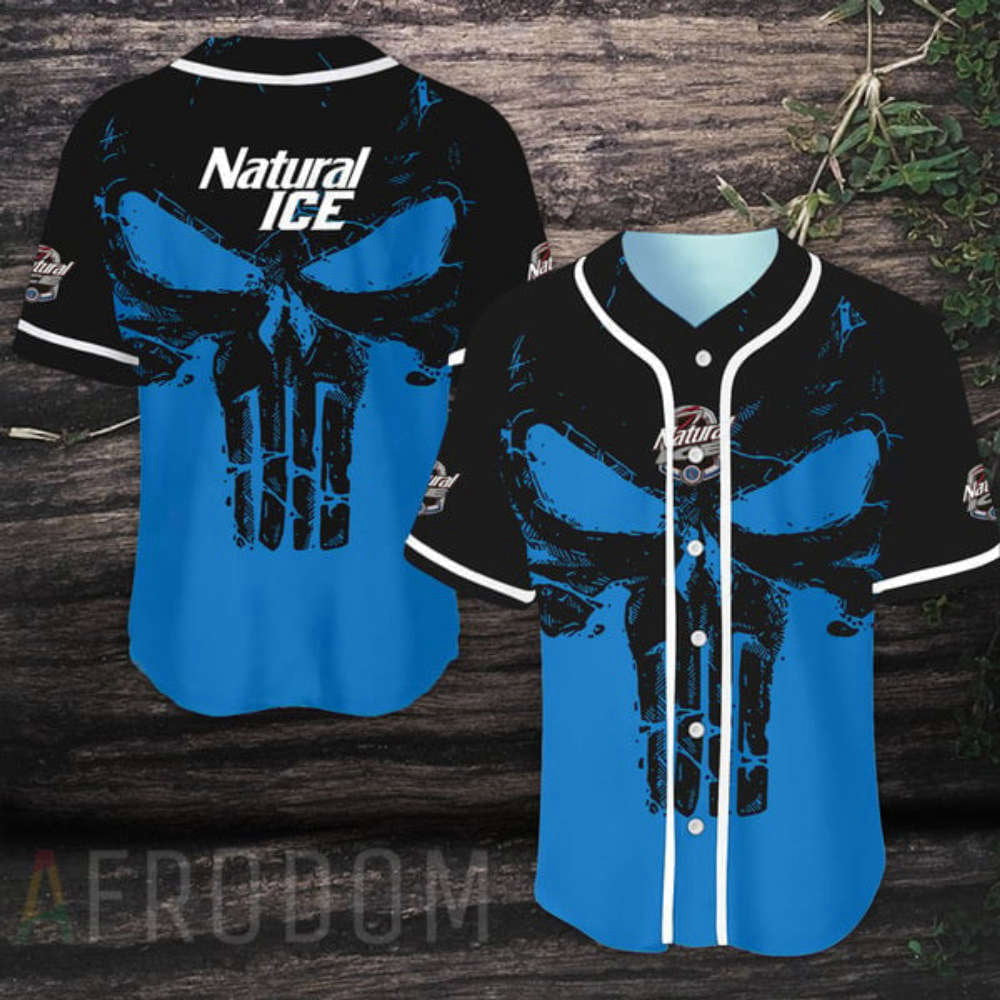 Retro Skull Natural Ice Baseball Jersey baseball jersey product view 2