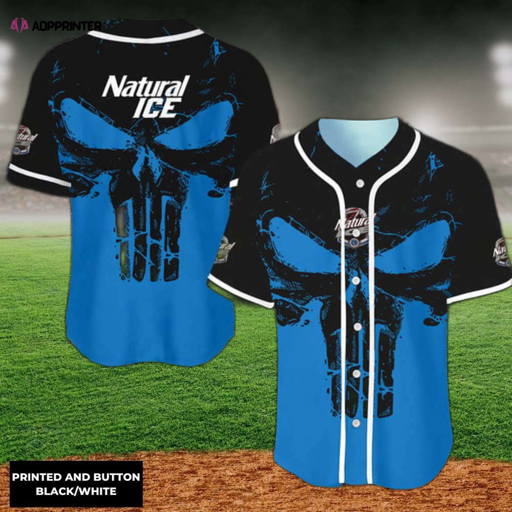 Retro Skull Natural Ice Baseball Jersey - Aopprinter baseball jersey product view 1