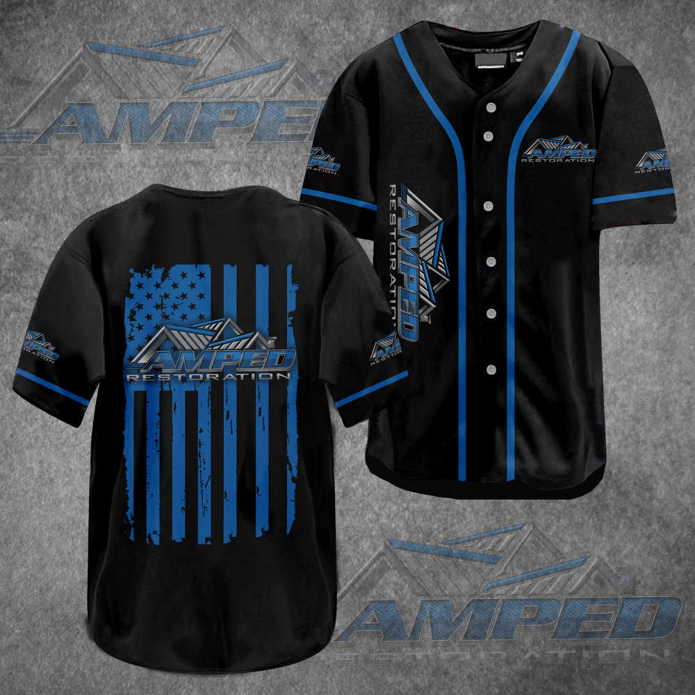 Revamp Your Style with Amped Restoration Flag Baseball Jersey baseball jersey product view 2