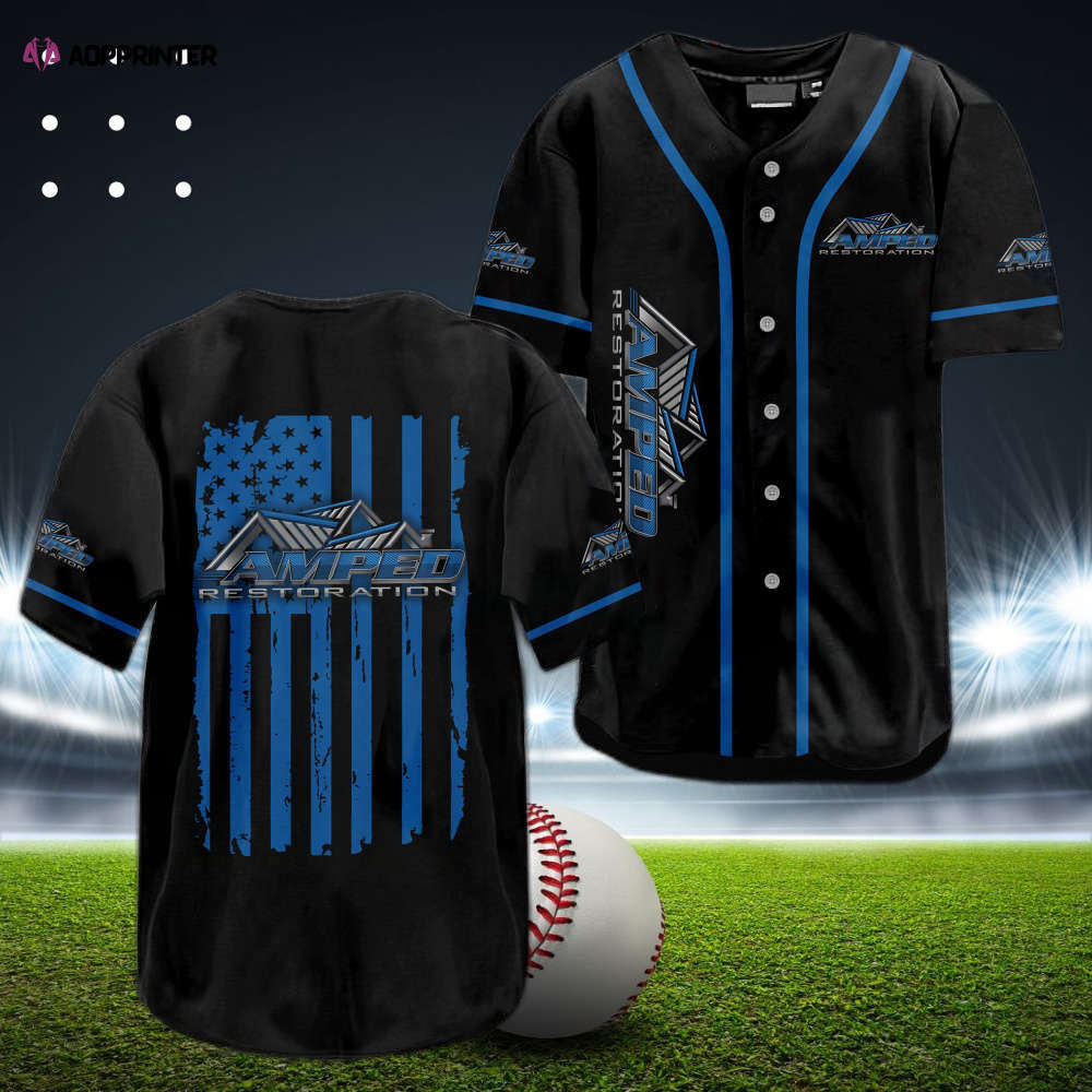 Revamp Your Style with Amped Restoration Flag Baseball Jersey baseball jersey product view 1