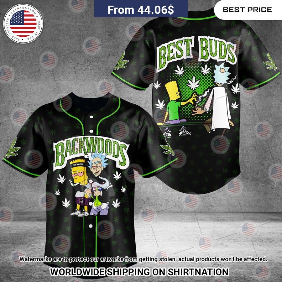Rick and Bart Best Buds Backwoods Weed Baseball Jersey baseball jersey product view 1