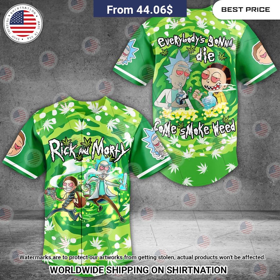 Rick N Morty Smoke Smoke Weed Baseball Jersey baseball jersey product view 1