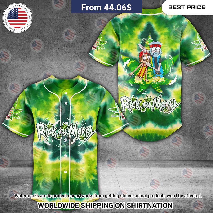 Rick N Morty Tiedye Baseball Jersey baseball jersey product view 1