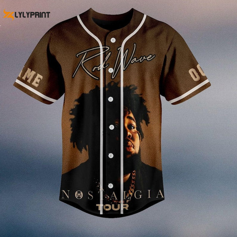 Rod Wave Baseball Jersey, Nostalgia 2023 Tour Shirt - lylyprint.com baseball jersey product view 2